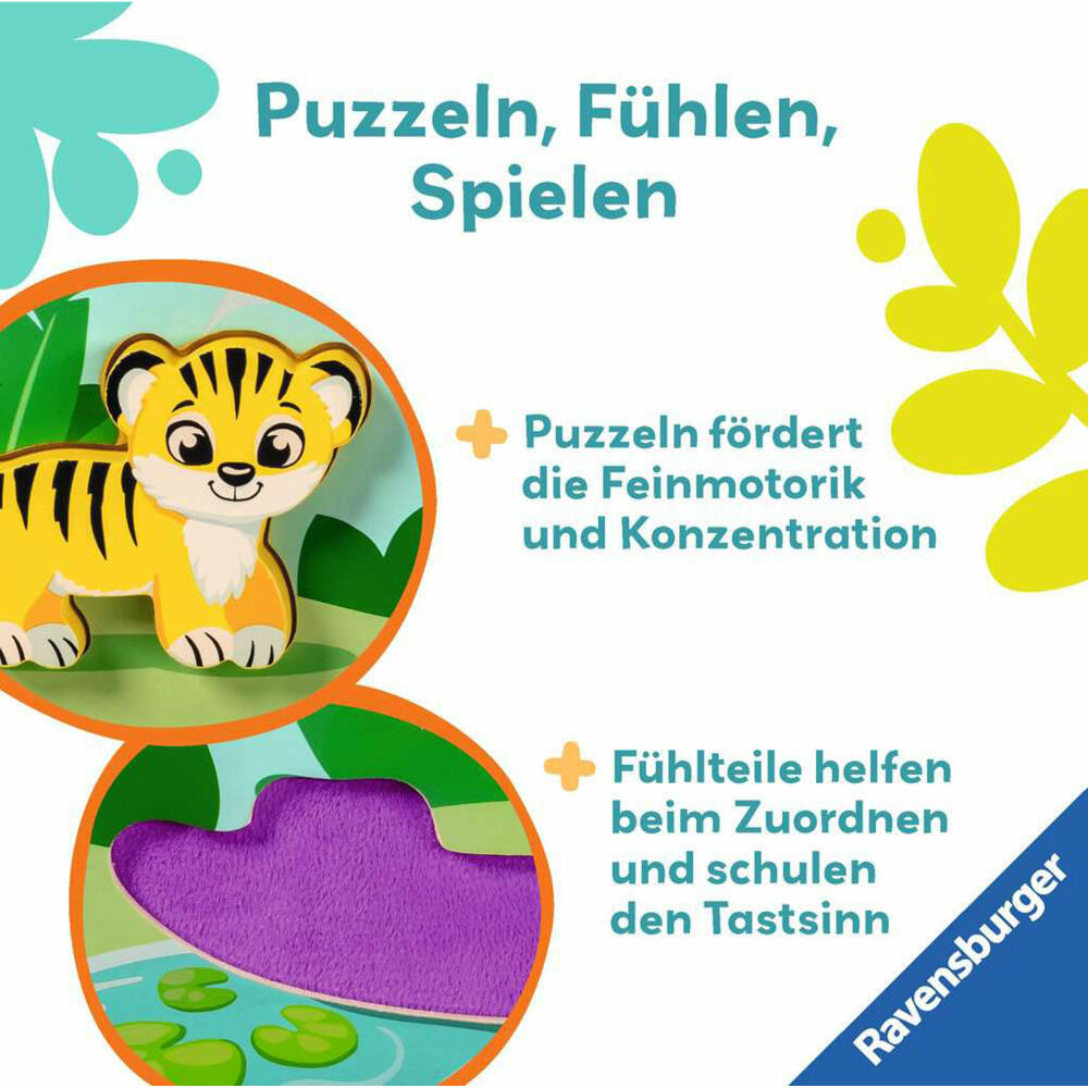 Ravensburger Play+ Magnetisches Holz-Fühl-Puzzle: Dschungel, Kinderpuzzle, Balancierspiel, ab 12 Monaten, 04872