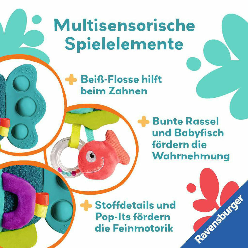 Ravensburger Play+ Pop-it Piranha Blau, Greifling, Greifspielzeug, Baby Spielzeug, 04876