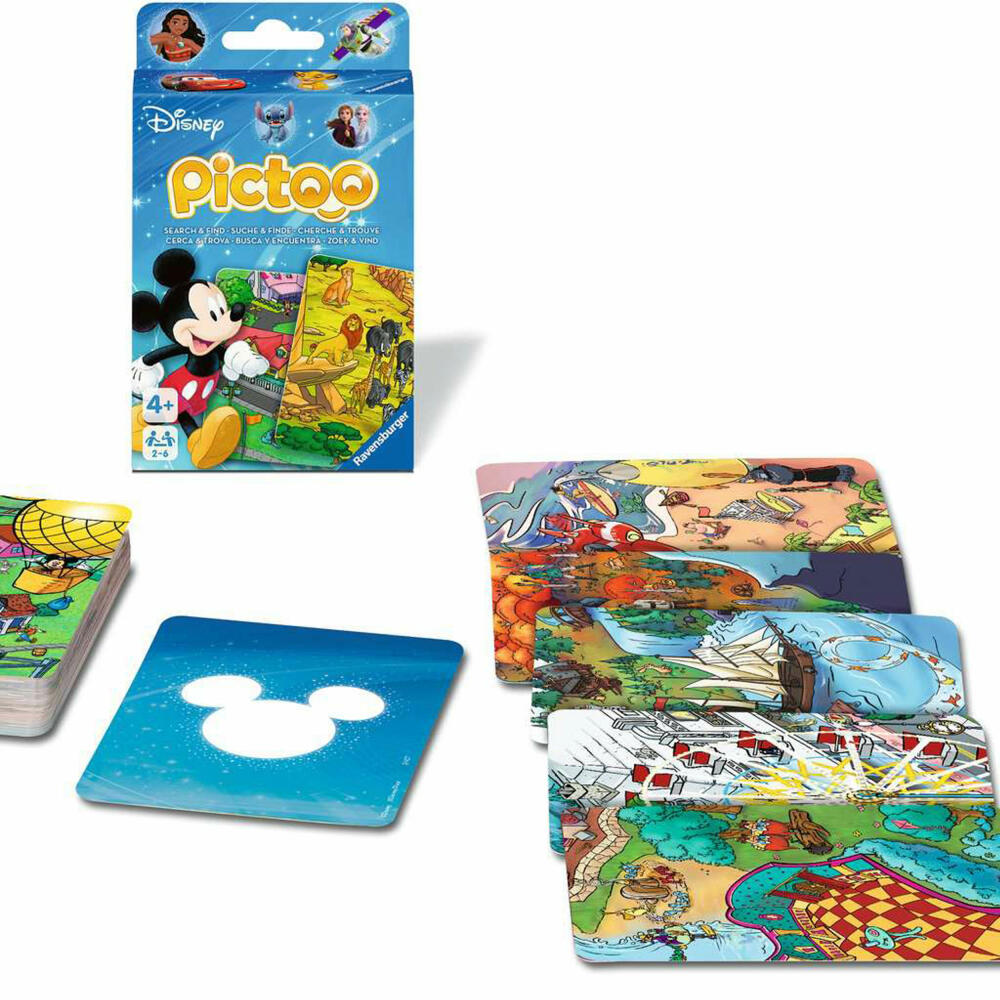 Ravensburger Pictoo Disney, Wimmelbild-Kartenspiel, Kinderspiel, ab 4 Jahren, 23478