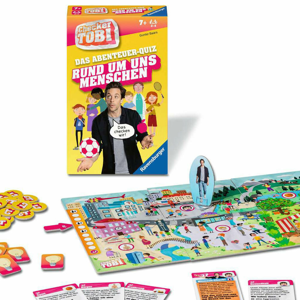 Ravensburger Checker Tobi: Rund um uns Menschen, Abenteuer-Quiz, Quizspiel, Wissensspiel, ab 7 Jahren, 23493