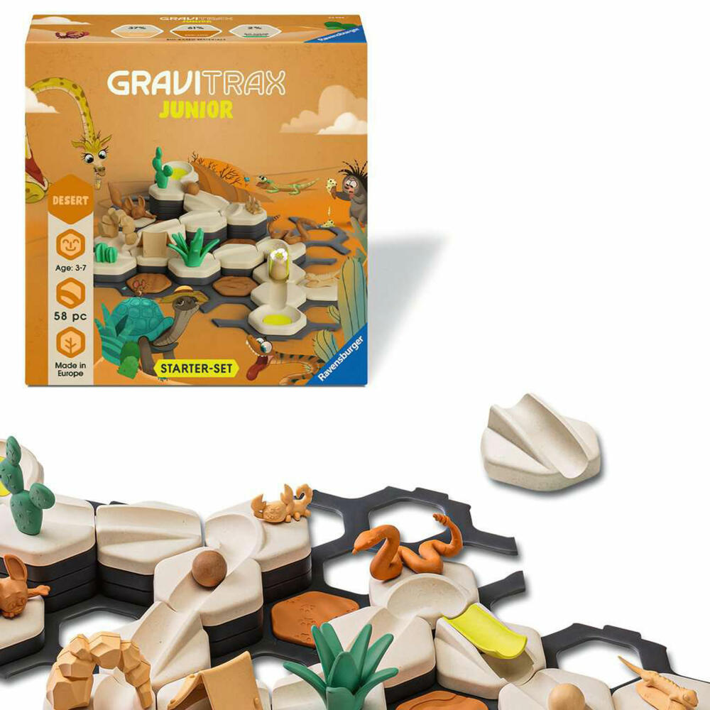 Ravensburger GraviTrax Junior Starter-Set S Desert, Kugelbahn, Interaktives Kugelbahnsystem, ab 3 Jahren, 24585