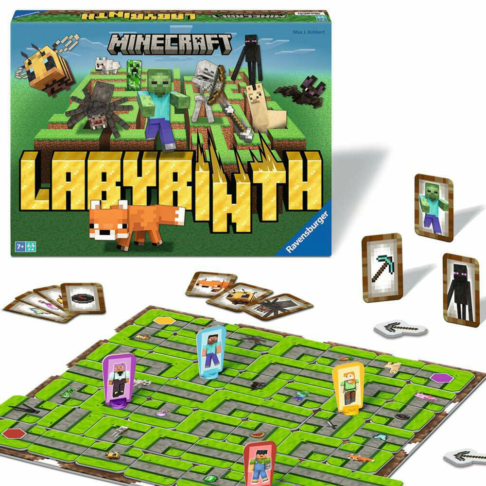 Ravensburger Minecraft Labyrinth, Das verrückte Labyrinth, Brettspiel, Denkspiel, ab 7 Jahren, 24684