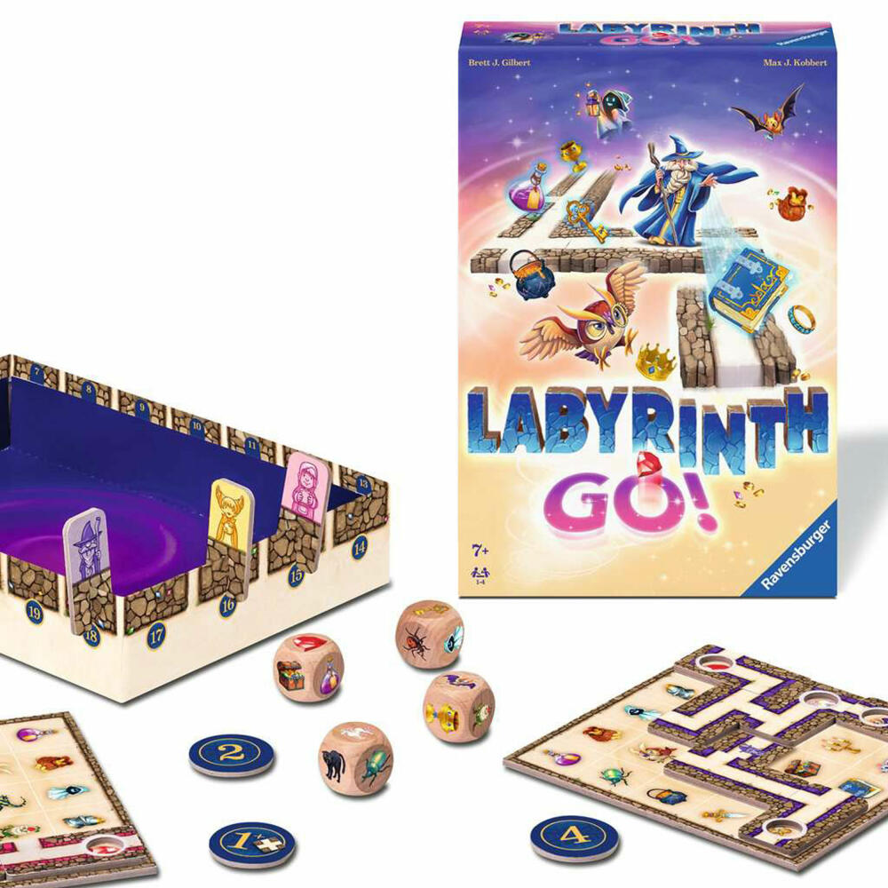 Ravensburger Labyrinth GO! Denkspiel, Familienspiel, Gesellschaftsspiel, ab 7 Jahren, 24699