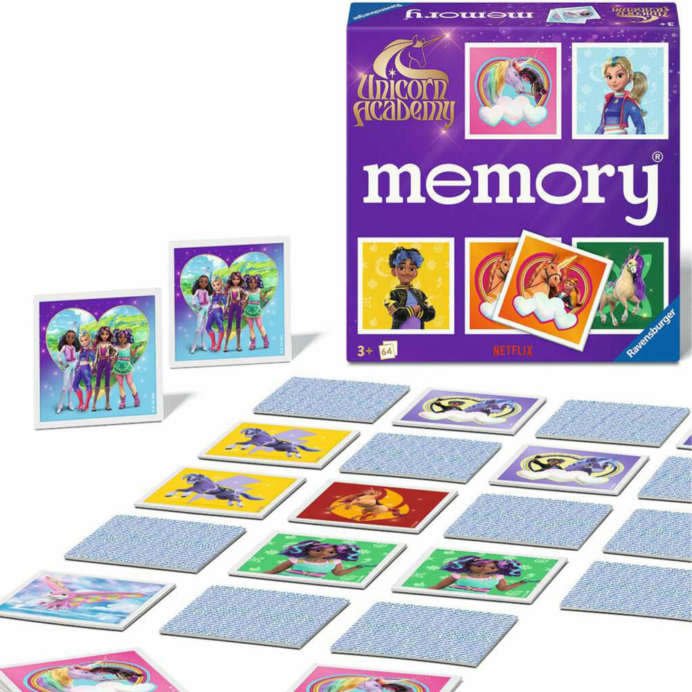 Ravensburger memory Unicorn Academy, Memospiel, Merkspiel, Familienspiel, ab 3 Jahren, 24778