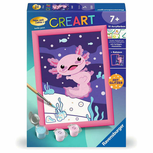 Ravensburger CreArt Axolotl, Malen nach Zahlen, Mal-Set für Kinder, ab 7 Jahren, 25555