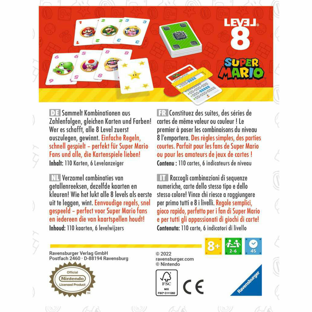 Ravensburger Kartenspiel Super Mario Level 8, für Kinder ab 8 Jahren, 27343