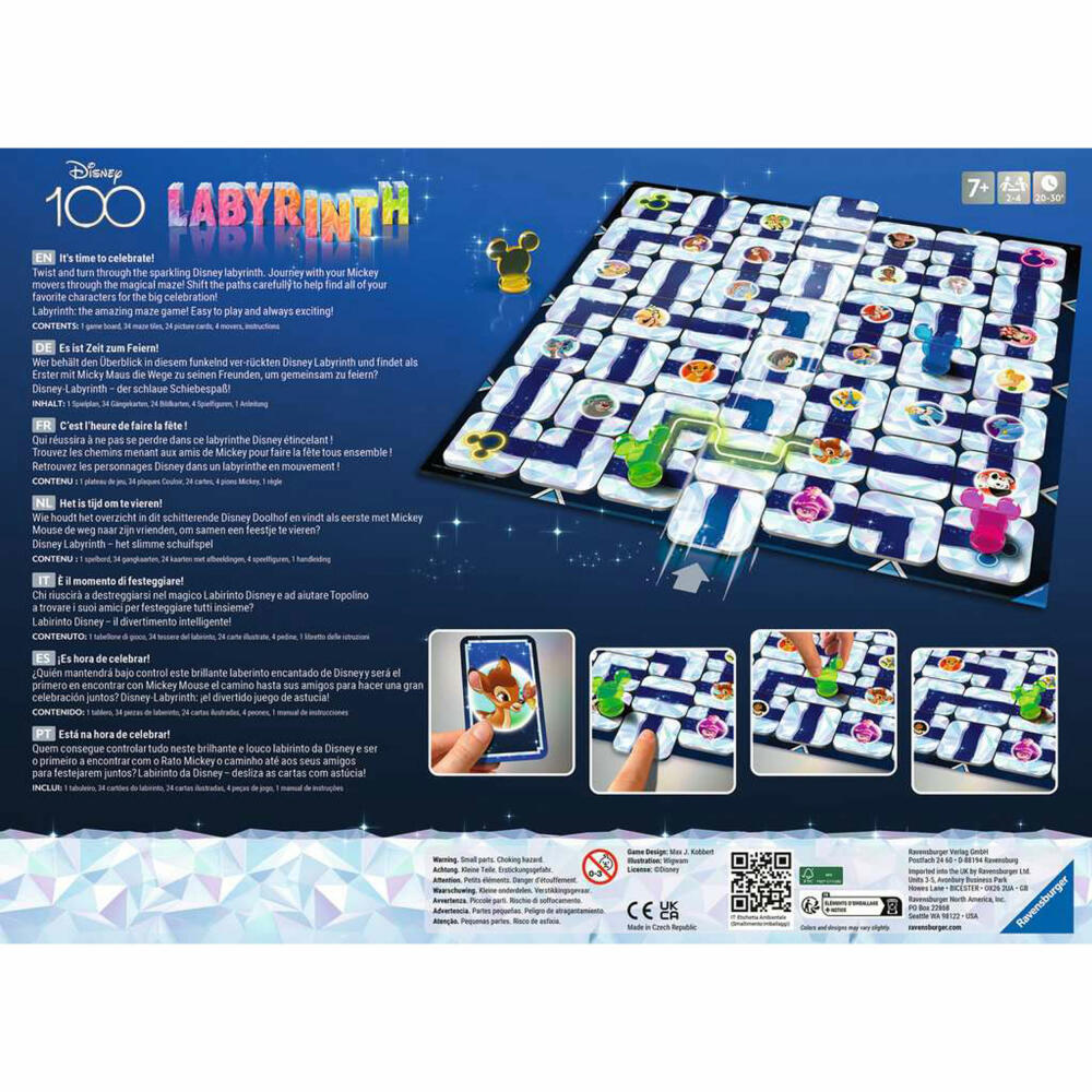 Ravensburger Disney 100 Labyrinth, board game, sliding game, parlor game, family game, 27460