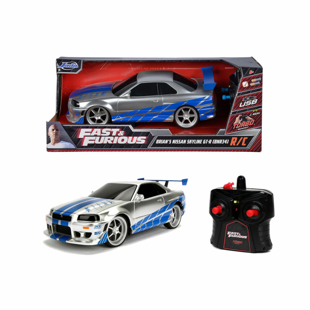 Jada Fast & Furious RC Nissan Skyline GTR, RC car, remote-controlled car, toy car, scale 1:16, 253206007
