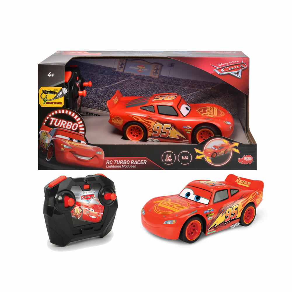 Dickie Toys RC Cars 3 Lightning McQueen Turbo Racer, RC car, toy car, remote-controlled car, toy, 203084028