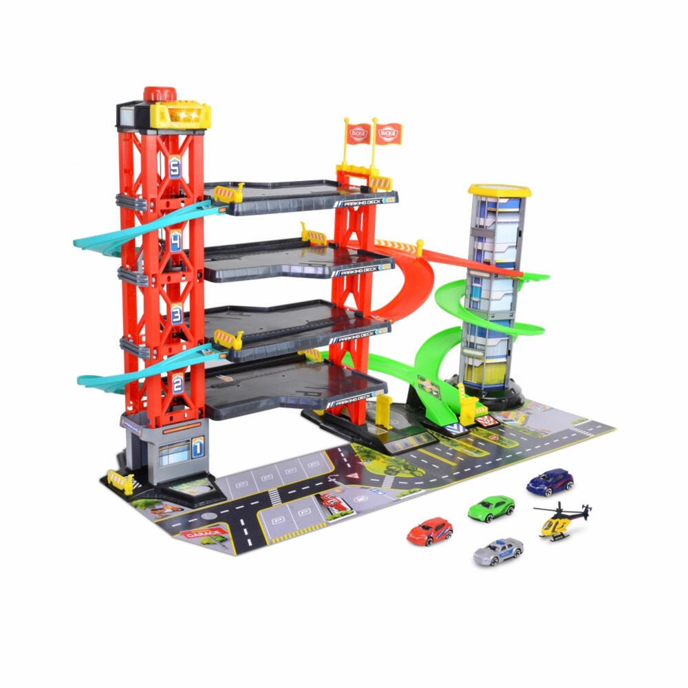 Dickie Toys Parking Garage, 4-Storey Parking Garage, Park Garage, Toy, with Elevator, 203339000