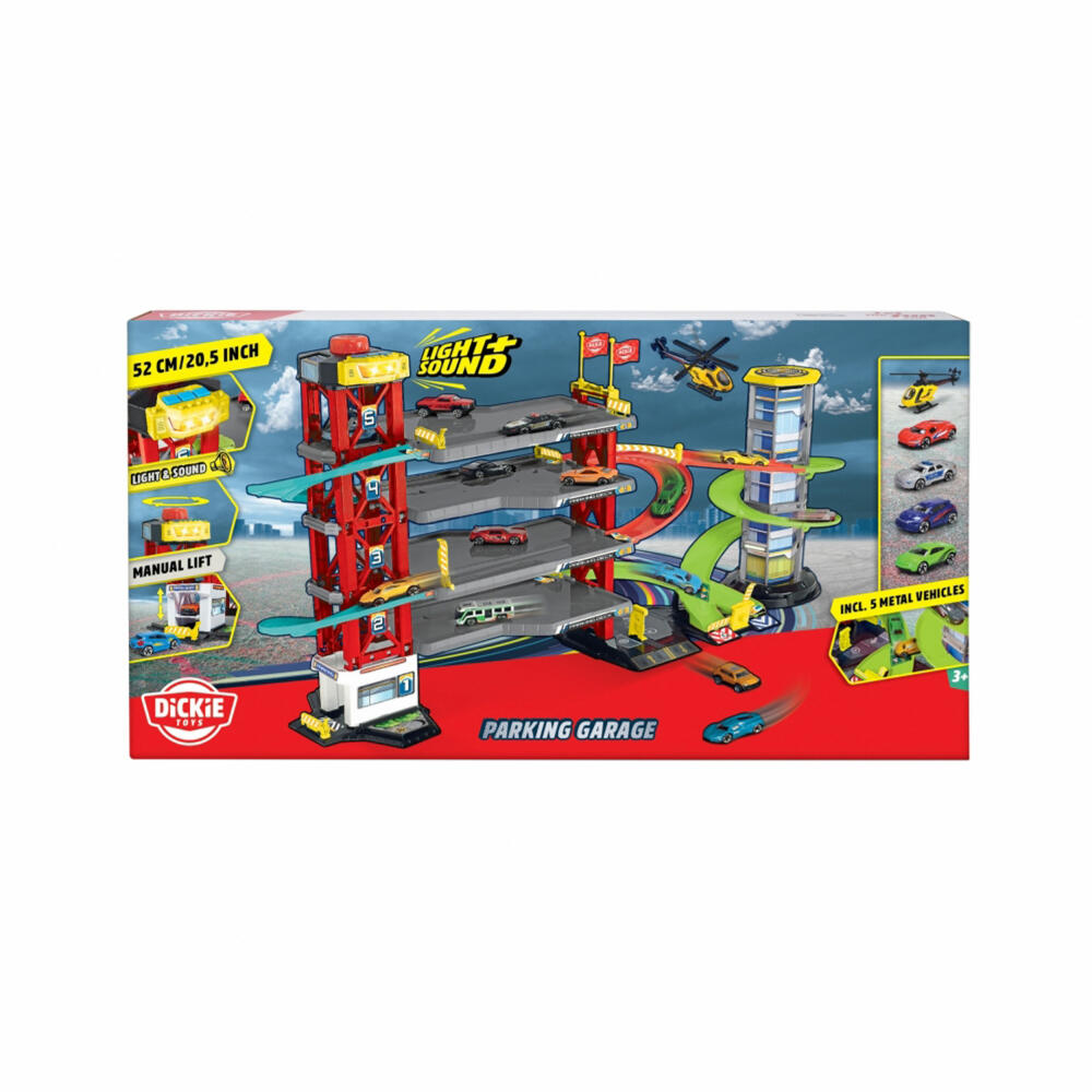 Dickie Toys Parkgarage, 4-stöckiges Parkhaus, Park Garage, Spielzeug, mit Aufzug, 203339000