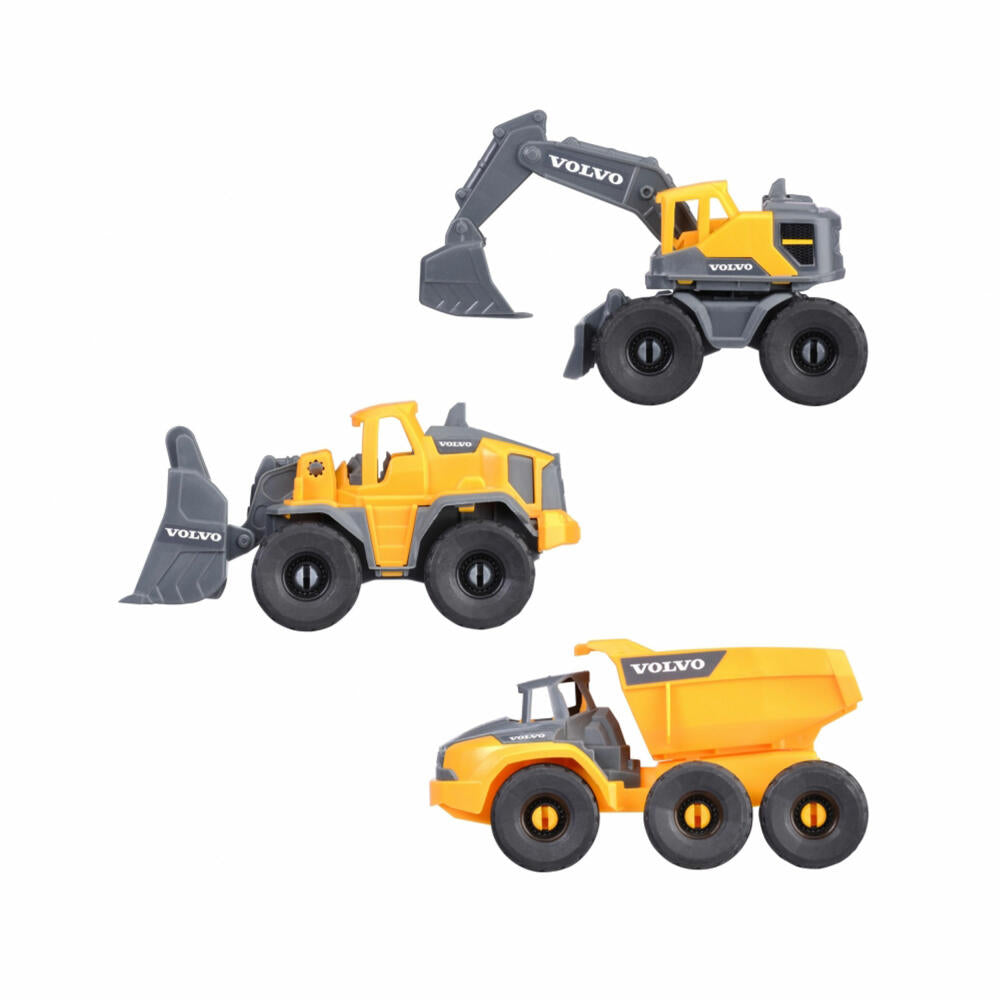 Dickie Toys Volvo Construction Set, 3-piece, excavator, wheel loader, dump truck, toy car, 203722015