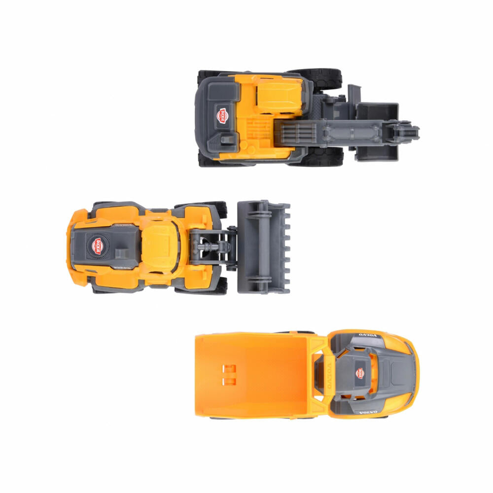 Dickie Toys Volvo Construction Set, 3-piece, excavator, wheel loader, dump truck, toy car, 203722015
