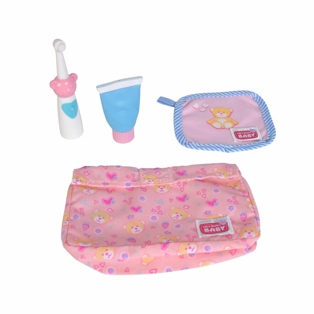 Simba New Born Baby Bath Accessories, 4 pcs., Toothbrush, Washcloth, Bag, Doll, for 38 - 43 cm Dolls, 105560055