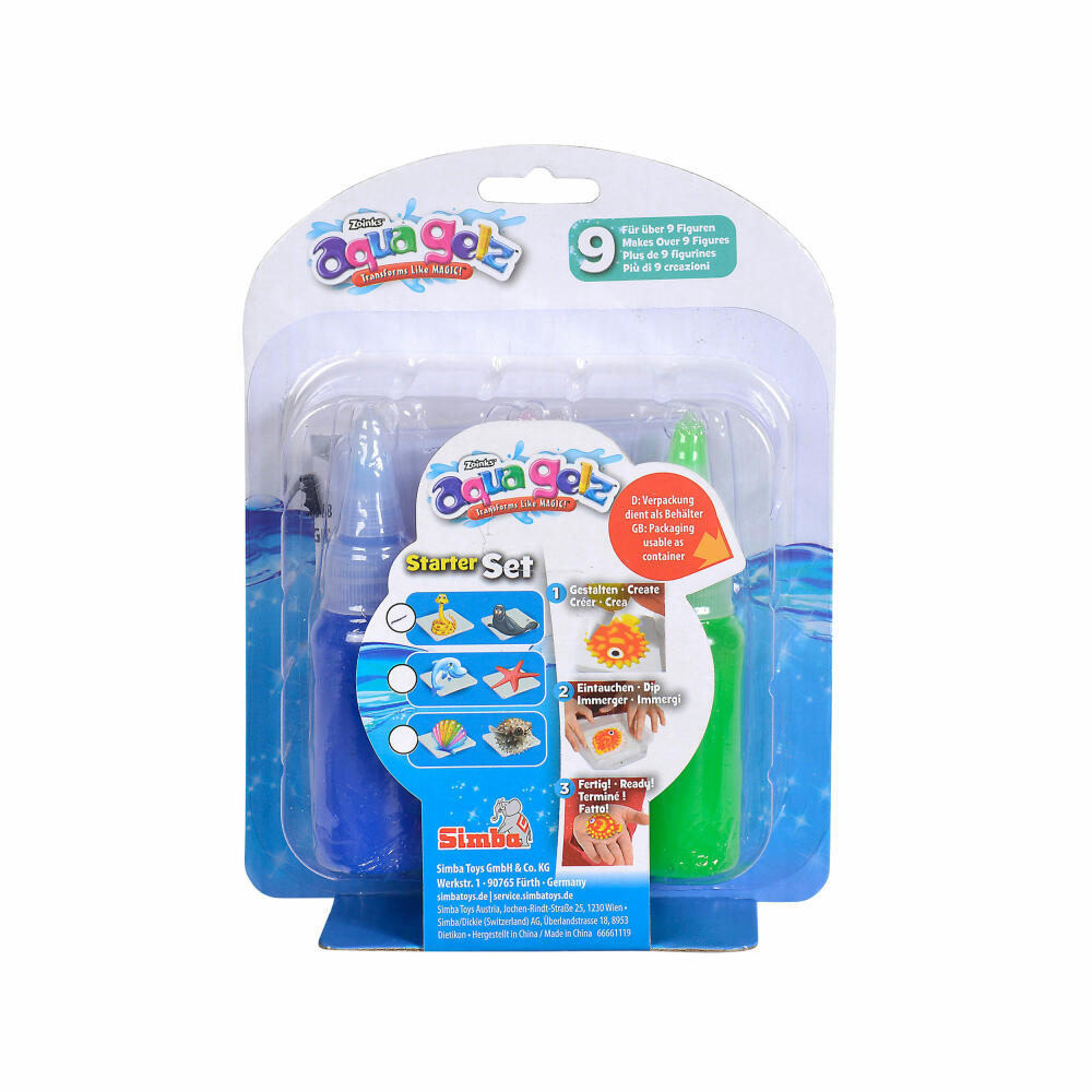 Simba Aqua Gelz Starter Set, Basteln, Figuren, 3D Figur, Wasser Gelfiguren, Gel, Gummifiguren, ab 6 Jahre, 106322450