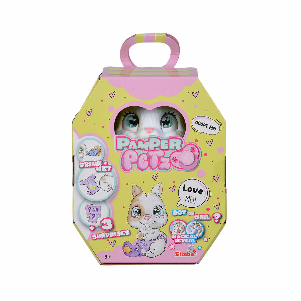 Simba Pamper Petz Hase, Spielzeughase, Spielzeug, Haustier, Tierbaby, mit Funktion, ab 3 Jahre, 15 cm, 105953052