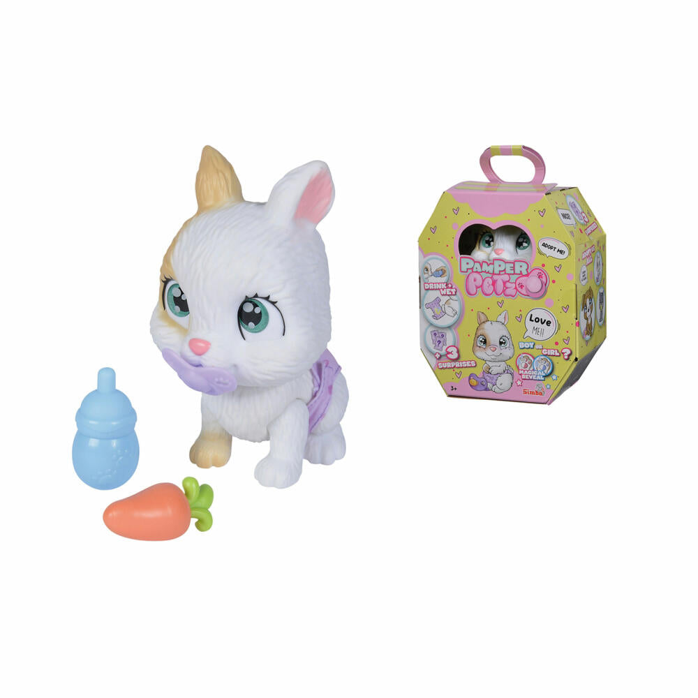 Simba Pamper Petz Rabbit, Toy Rabbit, Toy, Pet, Baby Animal, with Function, from 3 Years, 15 cm, 105953052