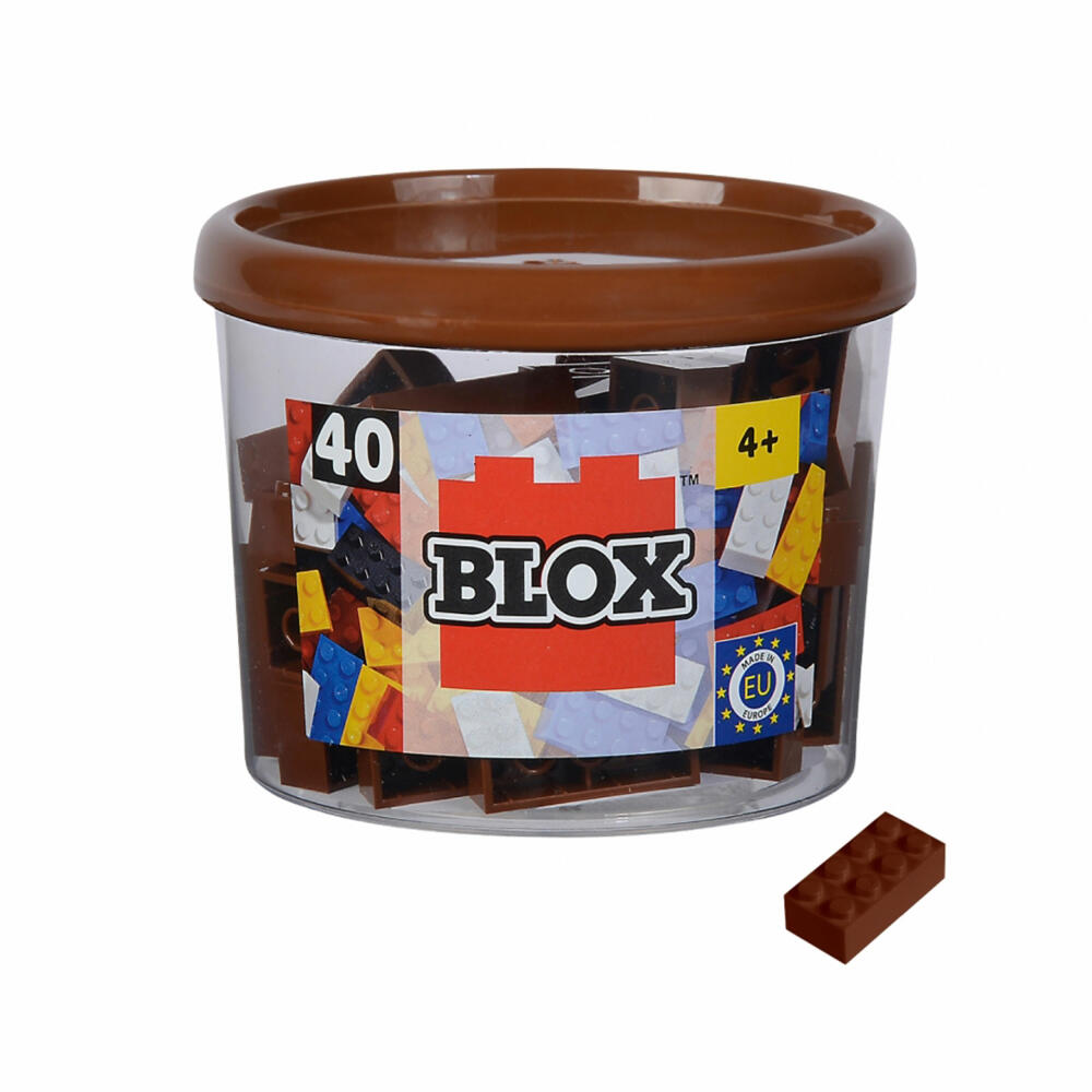 Simba Blox 40 Brown 8-Piece Bricks in a Tin, Building Blocks, Interlocking Bricks, Toys, Compatible with Well-Known Building Bricks, 40 Pieces, 104114538