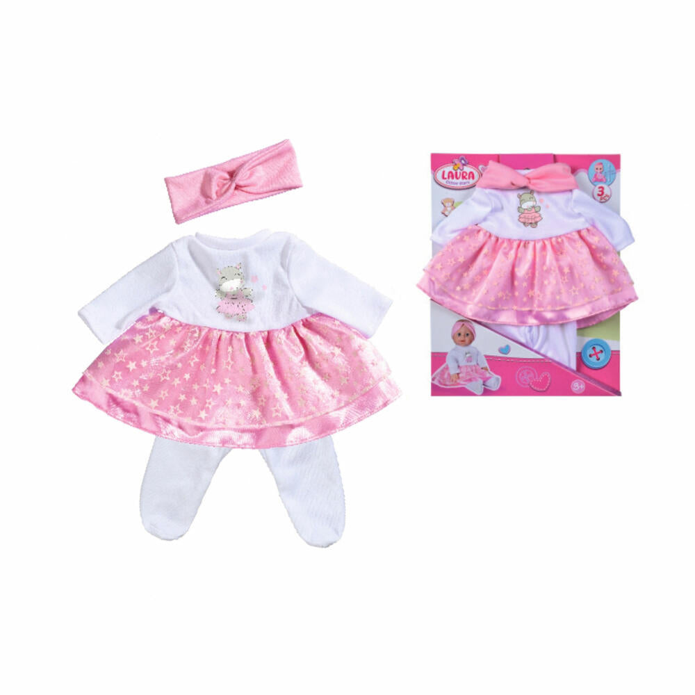 Simba Laura Glitzersternchenset, 3-tlg., Puppenkleidung, Puppenkleid, Puppe Kleidung, Zubehör, 105400002