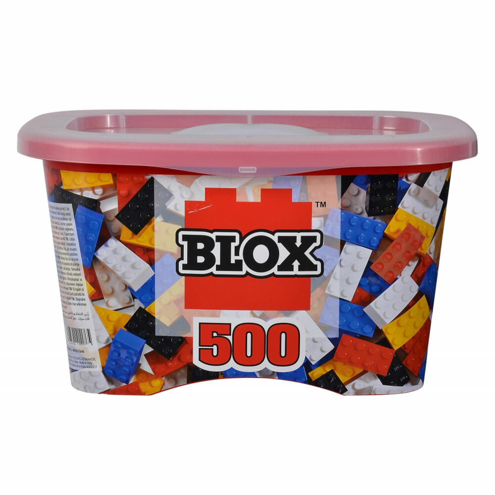 Simba Blox Container 500 bricks in a tin, building blocks, interlocking bricks, compatible with well-known game pieces, 500 pieces, 104114206