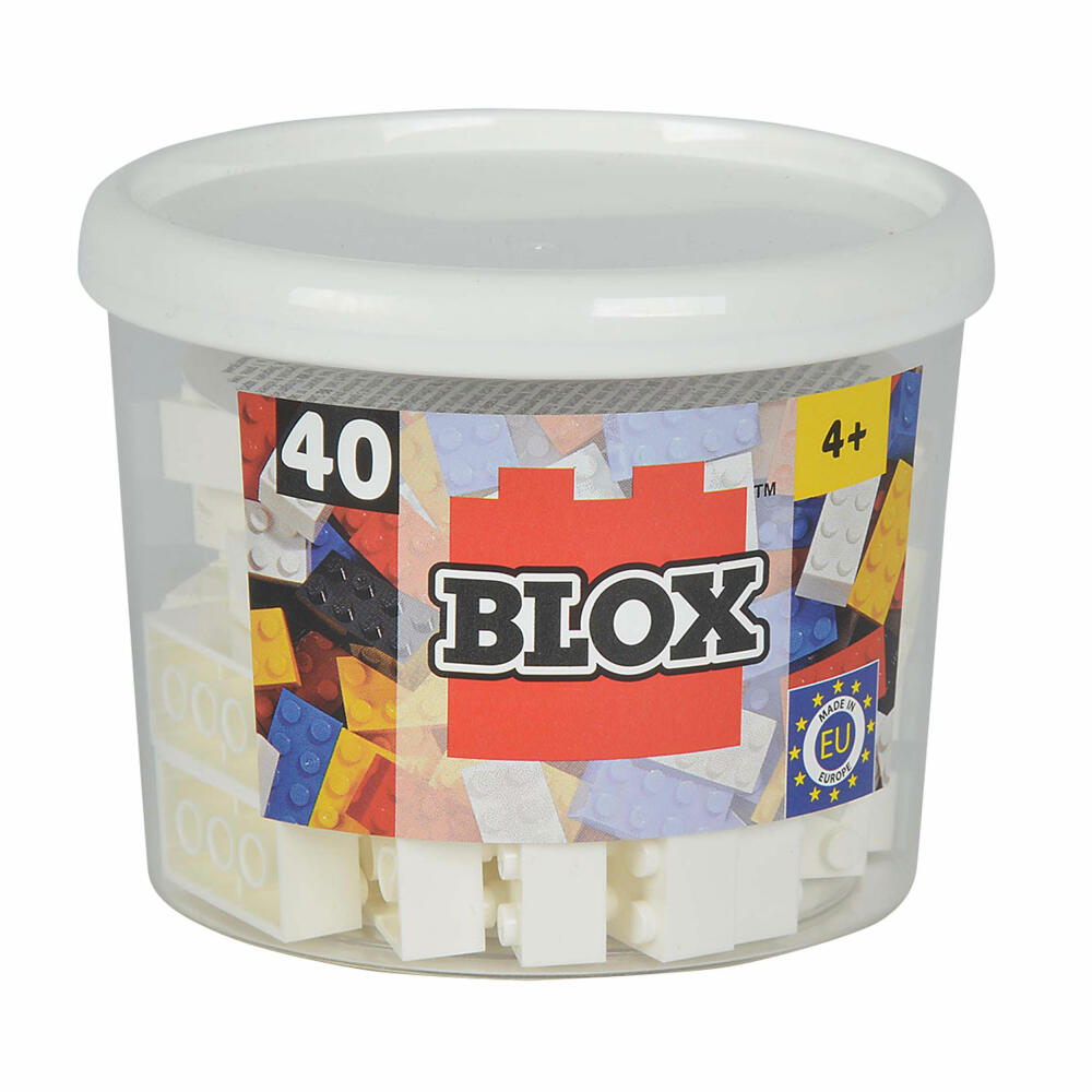 Simba Blox 40 White 8-Piece Bricks in a Tin, Building Blocks, Children's Toys, 40 Pieces, 104118890