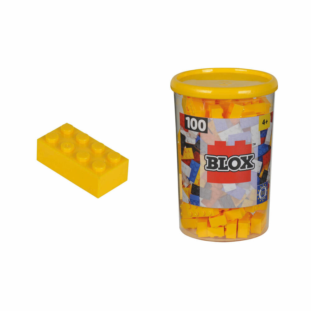 Simba Blox 100 Yellow 8-Piece Bricks in a Tin, Building Blocks, Children's Toys, 100 Pieces, 104118898