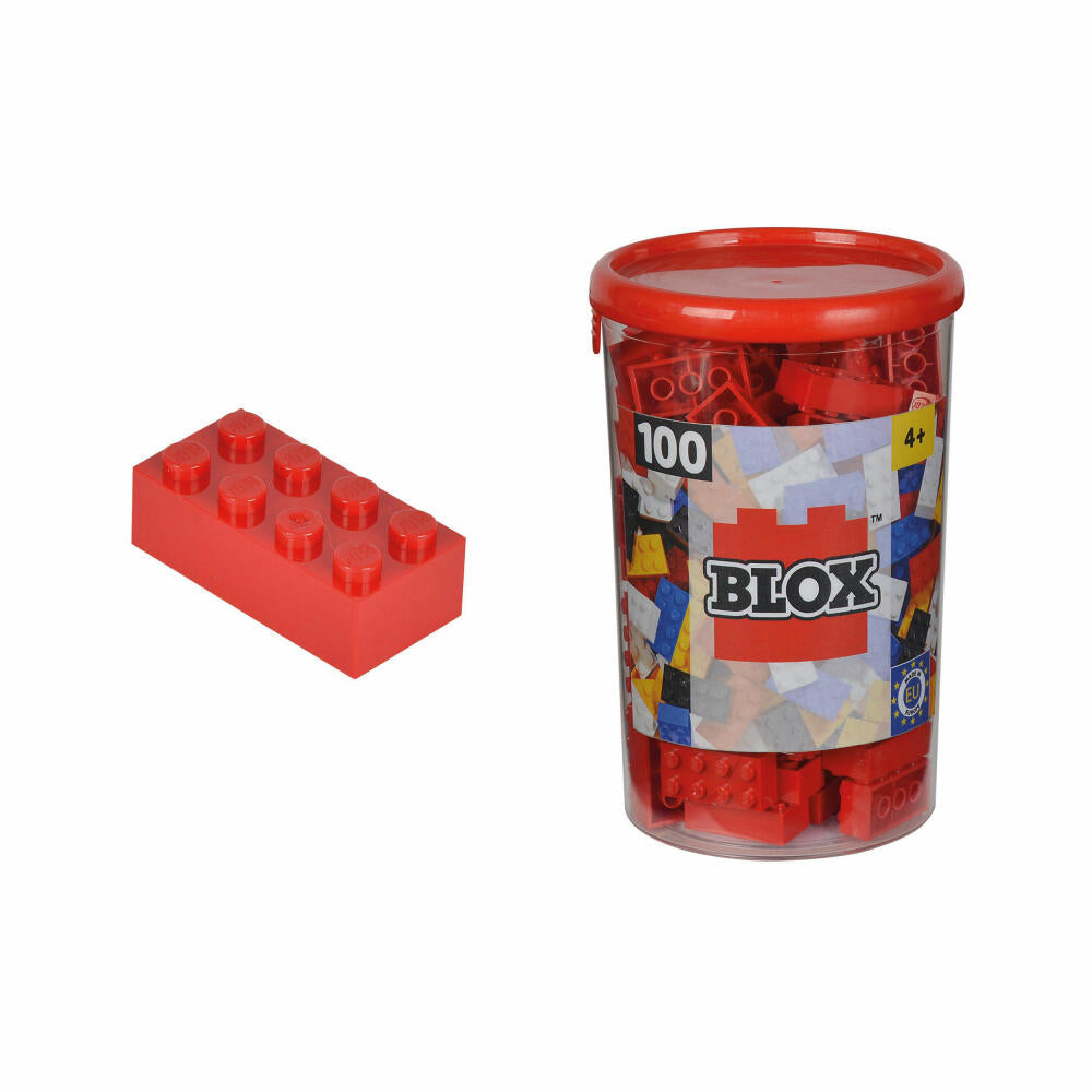 Simba Blox 100 Red 8-Piece Bricks in a Tin, Building Blocks, Children's Toys, 100 Pieces, 104118905