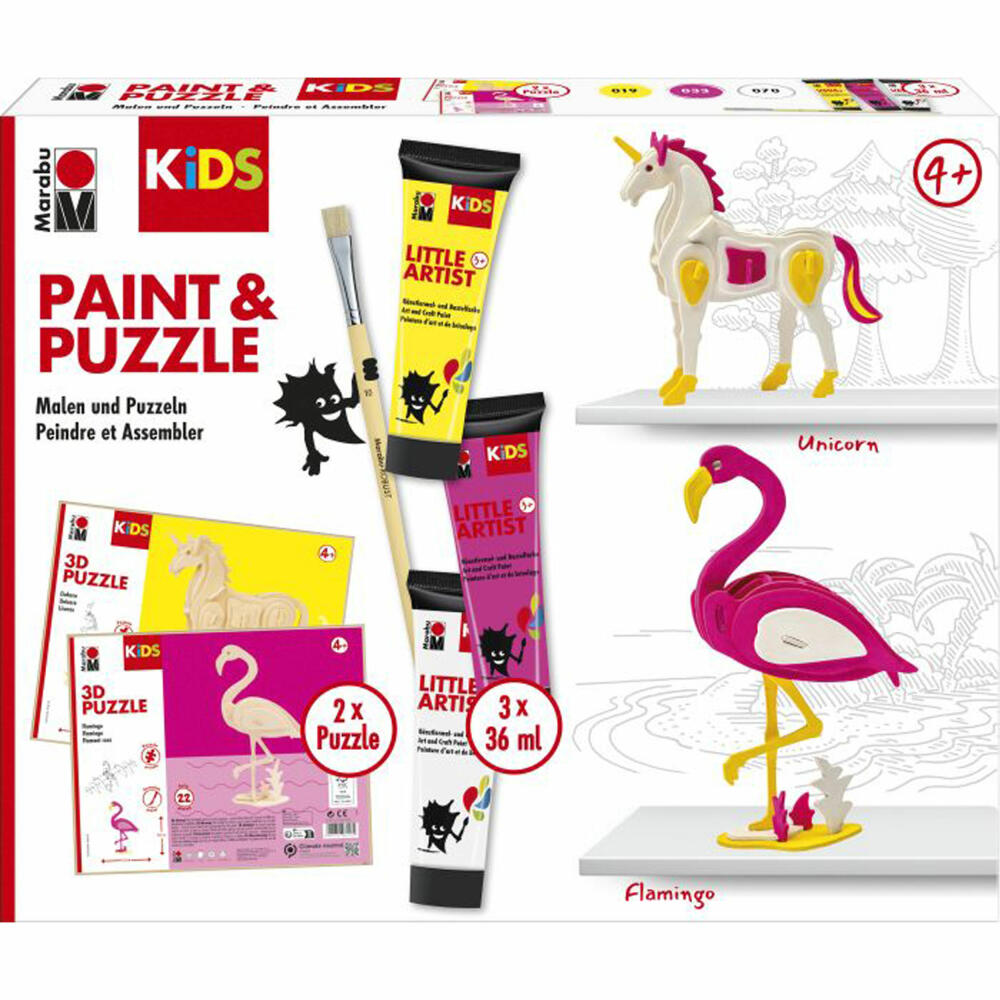 Marabu KiDS Little Artist Dinos, Bastelset, Malset, 3D Puzzle, Malbox, 305000000110