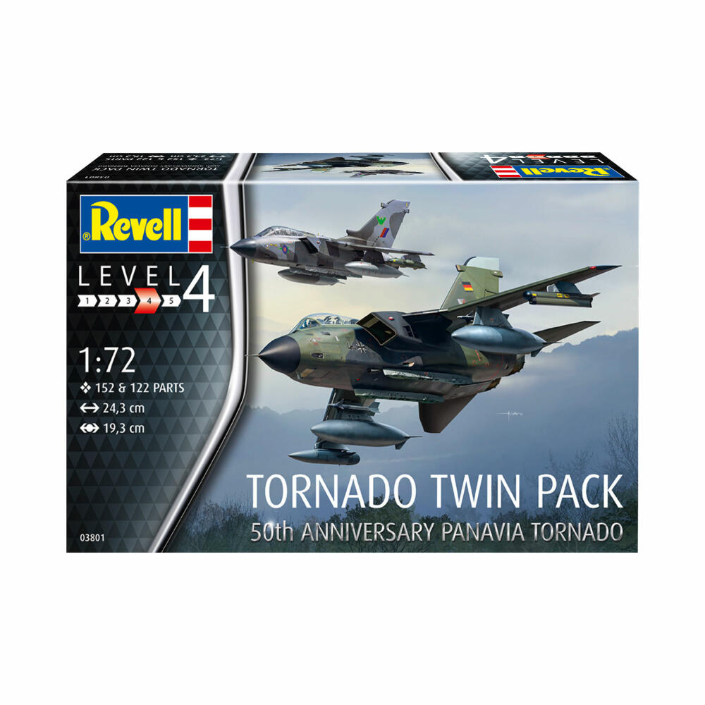 Revell Flugzeug-Modellbausatz Tornado Twin Pack 50th Anniversary, 274 Teile, 1:72, 03801