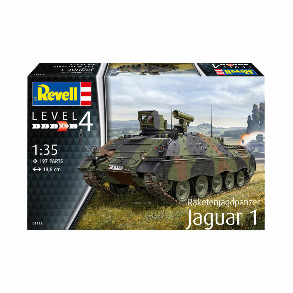 Revell Panzer-Modellbausatz Raketenjagdpanzer Jaguar 1, Militär, 197 Teile, 1:35, 03353