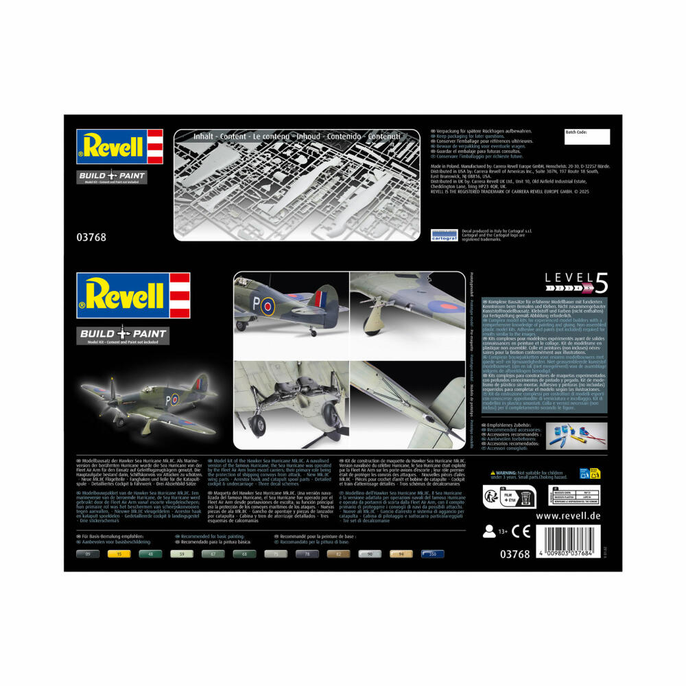 Revell Flugzeug-Modellbausatz Hawker Sea Hurricane Mk.IIC, 162 Teile, 1:32, 03768