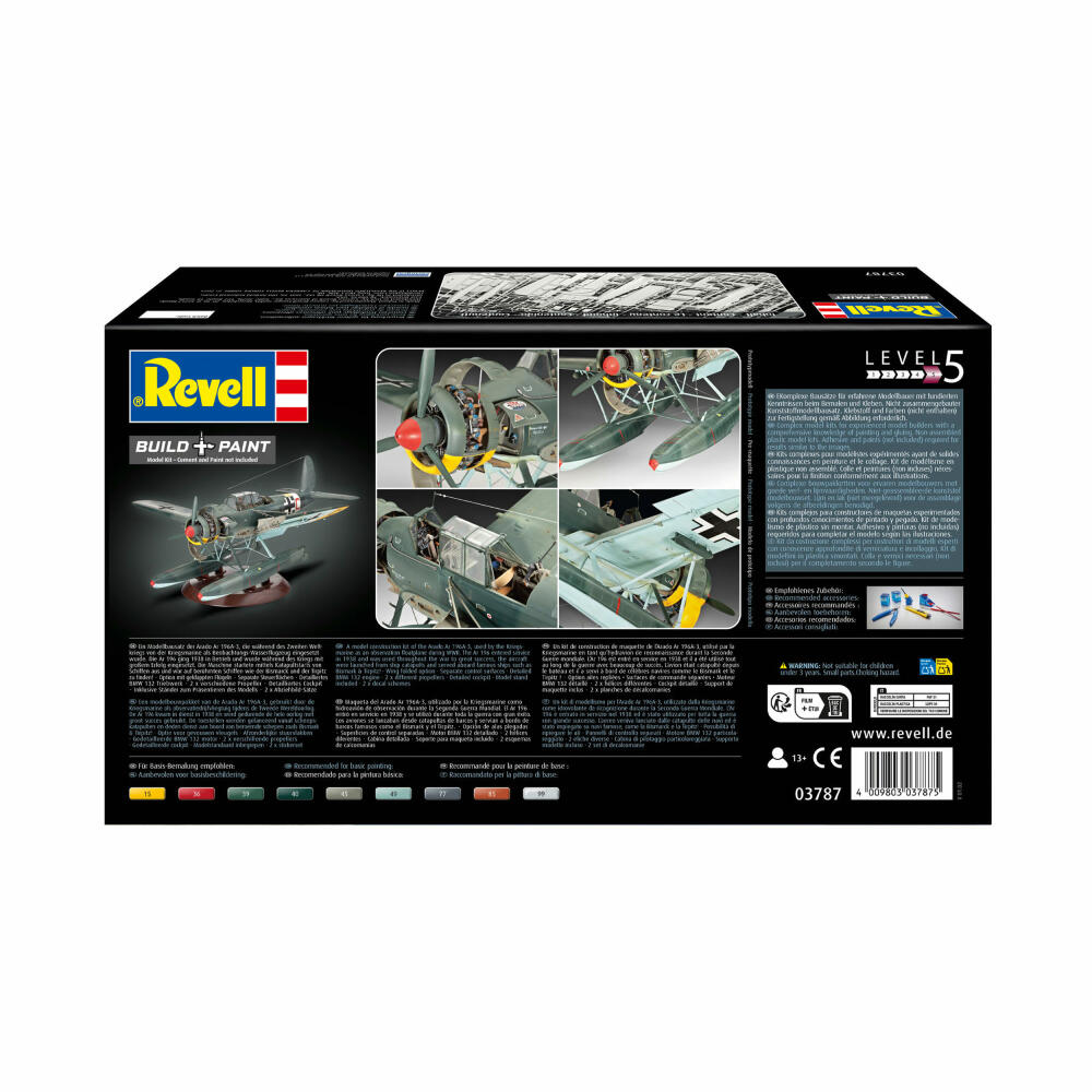 Revell Flugzeug-Modellbausatz Arado Ar196A-3 Seaplane, Wasserflugzeug, 192 Teile, 1:32, 03787