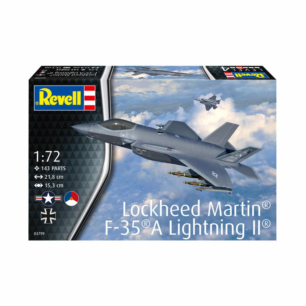 Revell Flugzeug-Modellbausatz Lockheed Martin F-35A Lightning II, 143 Teile, 1:72, 03799