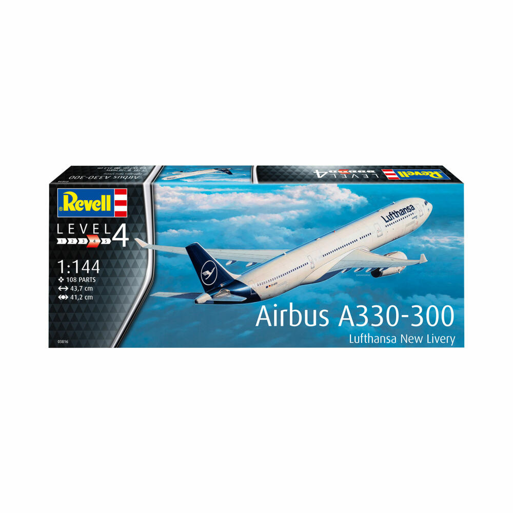 Revell Flugzeug-Modellbausatz Airbus A330-300 - Lufthansa New Livery, 108 Teile, 1:144, 03816