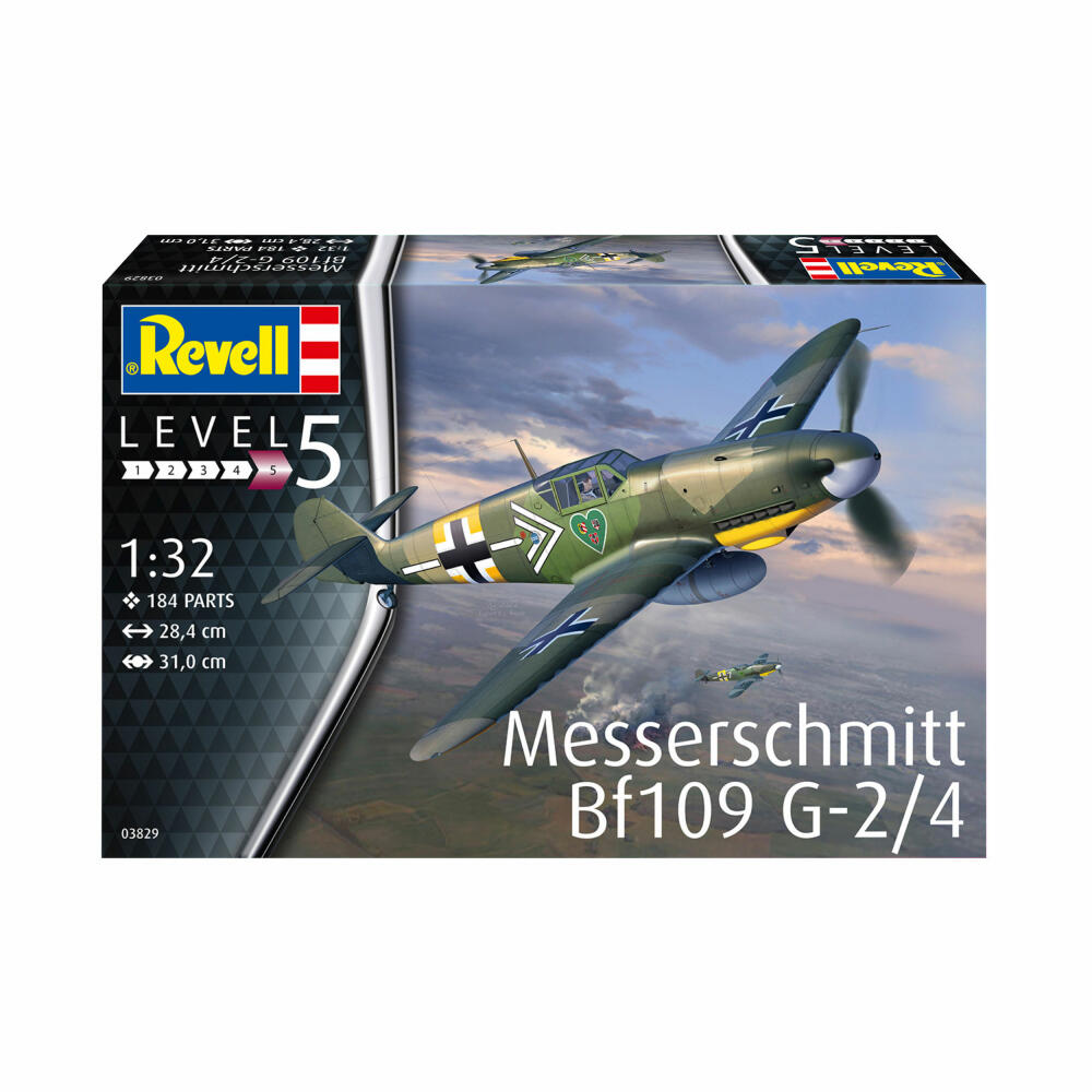 Revell Flugzeug-Modellbausatz Messerschmitt Bf109 G-2/4, 184 Teile, 1:32, 03829