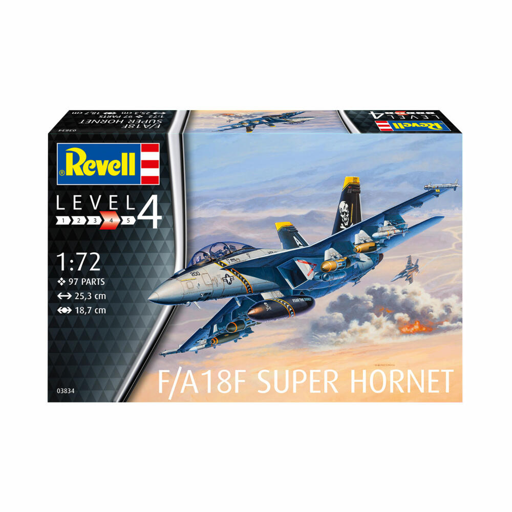 Revell Flugzeug-Modellbausatz F/A-18F Super Hornet, 97 Teile, 1:72, 03834