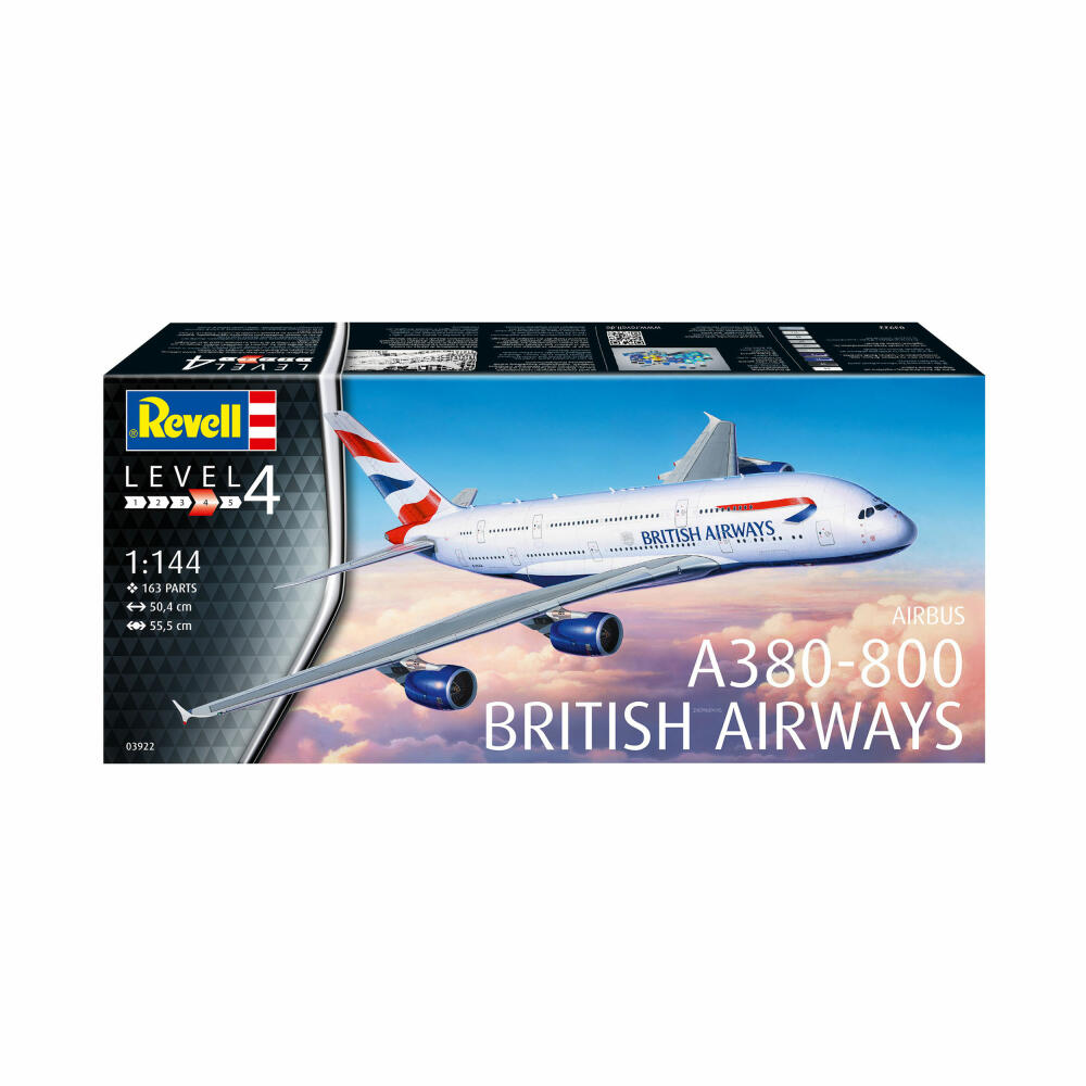Revell Flugzeug-Modellbausatz Airbus A380-800 British Airways, 163 Teile, 1:144, 03922