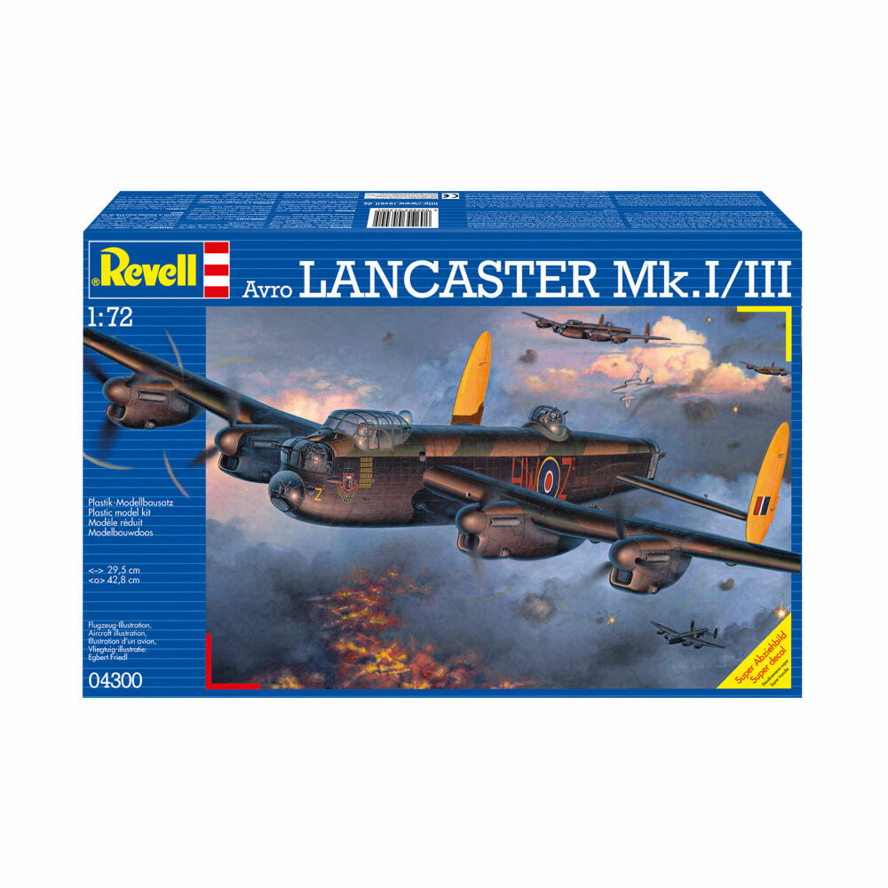 Revell Flugzeug-Modellbausatz Lancaster Mk.I/III, Bomber, 257 Teile, 1:72, 04300