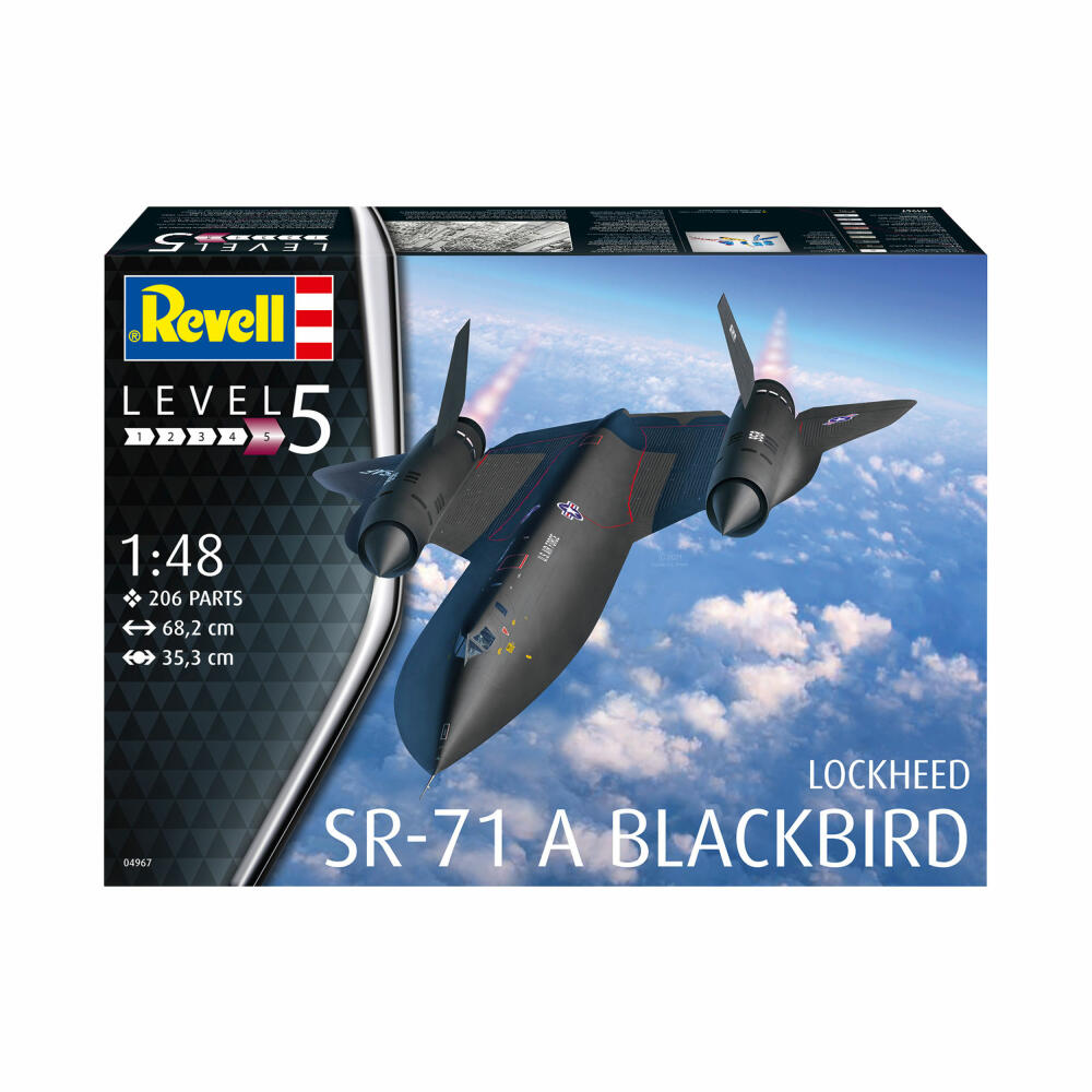 Revell Flugzeug-Modellbausatz Lockheed SR-71 A Blackbird, 206 Teile, 1:48, 04967
