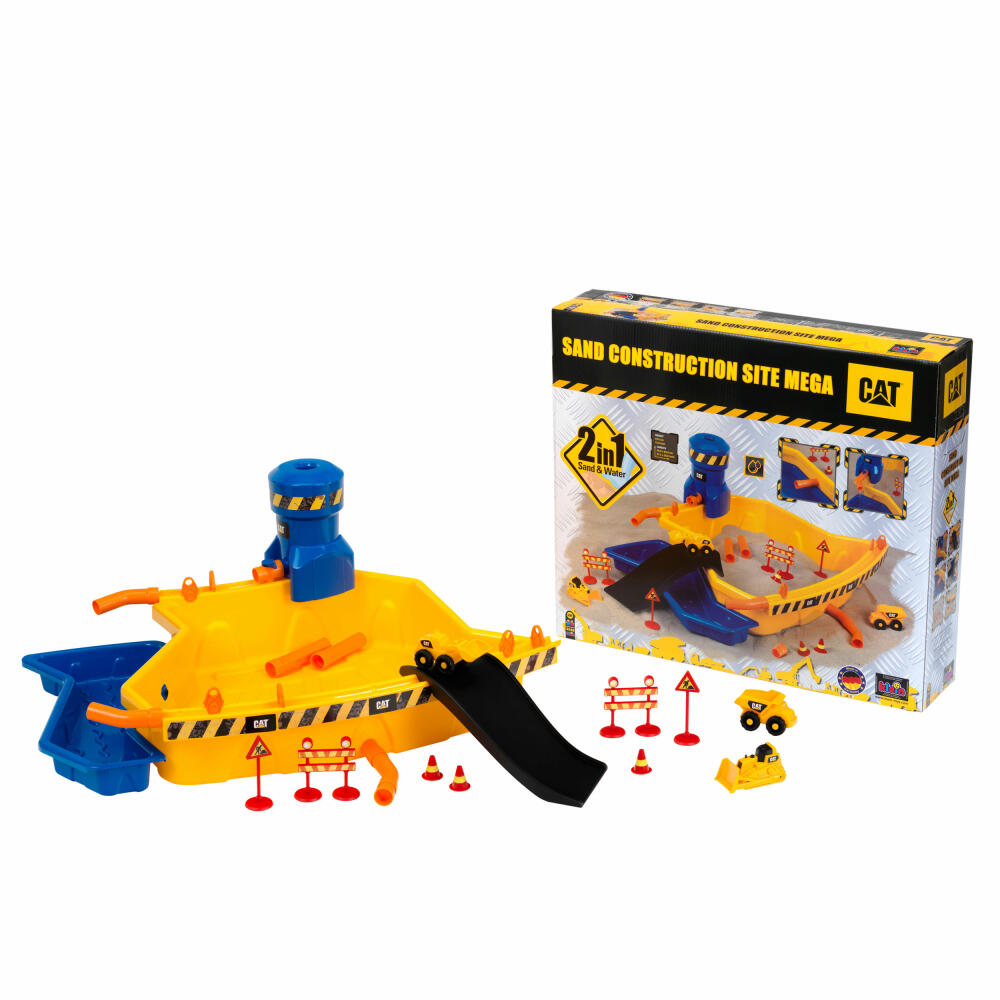 Theo Klein Cat Sandbaustelle Mega, Bagger, Kipper, Radlader, Sandspielzeug, Kinder Spielzeug, 3248