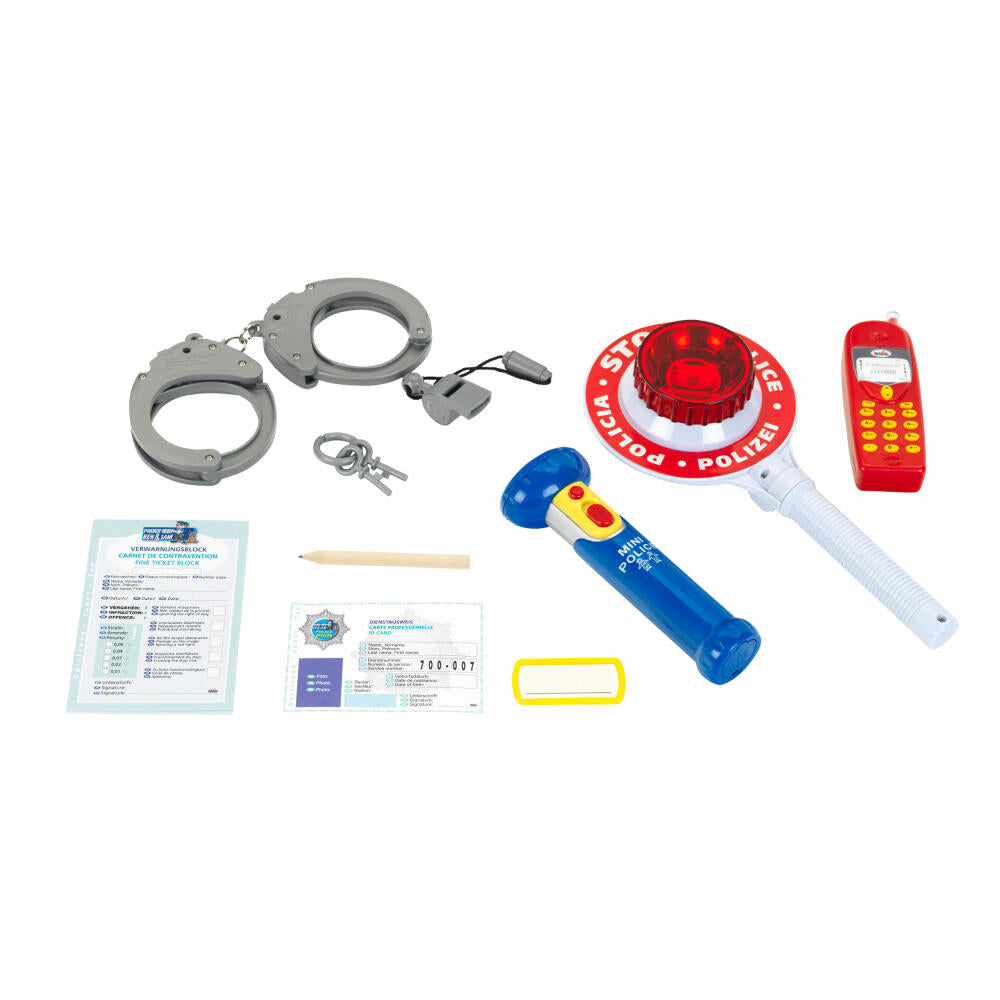 Theo Klein Police Unit Ben & Sam Police Set, 9 pcs., Police Baton, Flashlight, Handcuffs, Children's Toy, 8850