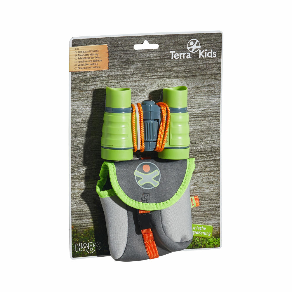 HABA Terra Kids Fernglas mit Tasche, 4-facher Vergrößerung, Kinderfernglas, Kinder, ab 6 Jahren, 1004132001