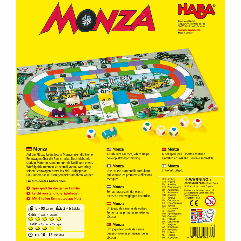 HABA Monza, dice game, running game, children's game, dice game, games, 4416