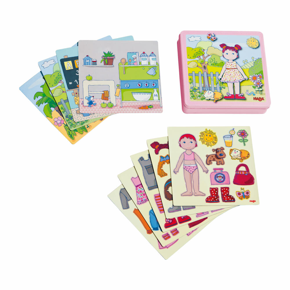 HABA Magnetic Game Box Dress-up Doll Lilli, 59 pcs., Magnetic Games, Dress-up Doll, Toy, 7392