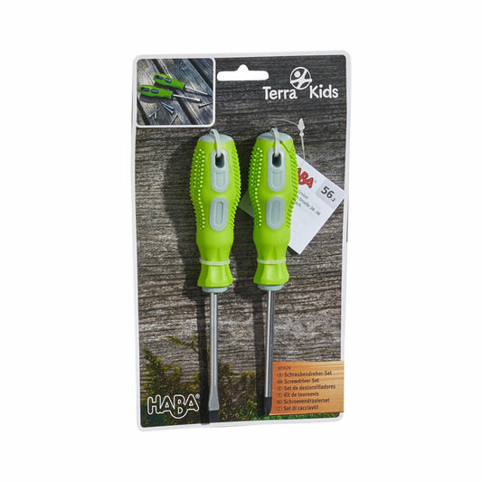 HABA Terra Kids Schraubendreher-Set, 2-tlg., Kreuzschraubendreher, Schlitzschraubendreher, Kinder, Werkzeug, ab 6 Jahren, 1303626001