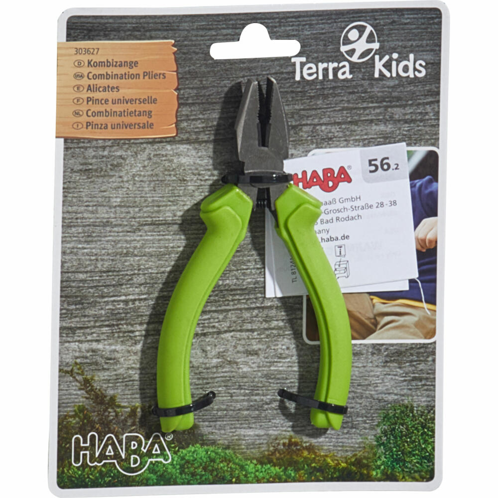 HABA Terra Kids Kombizange, Zange, Seitenschneider, Flachzange, Werkzeug, Kinder, ab 6 Jahren, 1303627001