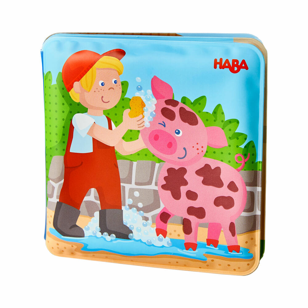 HABA Bath Book Washing Day at Pig & Cow, Bath Toy, Play Book, Children, Toys, from 18 Months, 2011705001