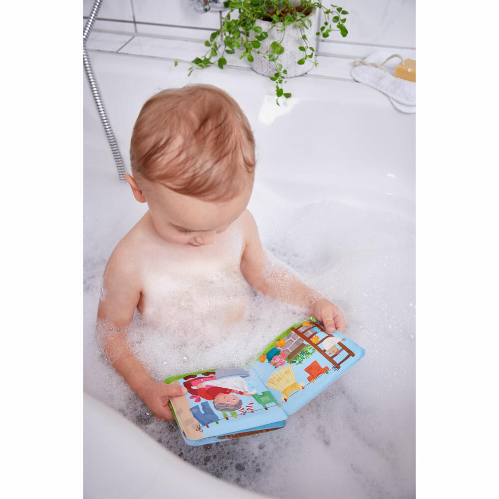 HABA Bath Book Washing Day at Pig & Cow, Bath Toy, Play Book, Children, Toys, from 18 Months, 2011705001