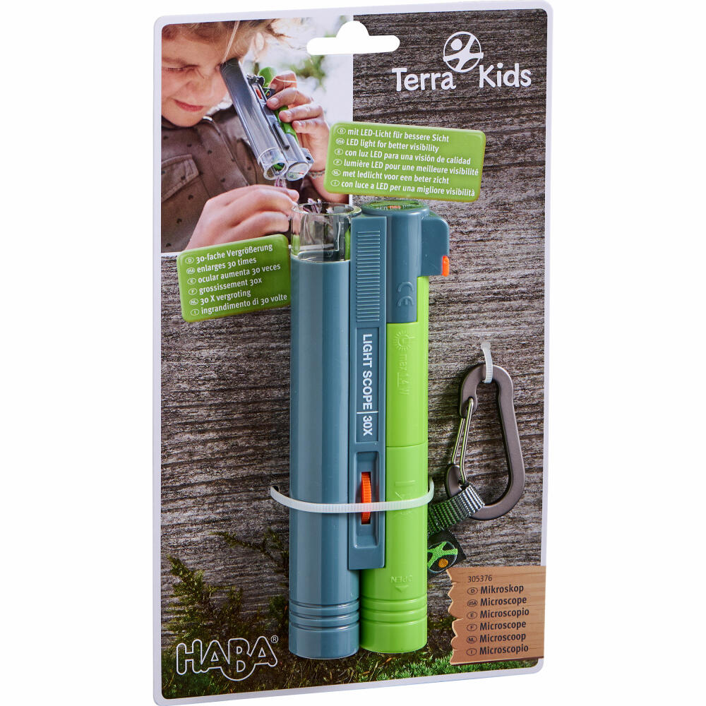 HABA Terra Kids Mikroskop, Taschenmikroskop, 30fach Vergrößerung, Kinder, ab 6 Jahren, 1305376001