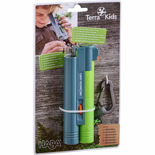 HABA Terra Kids Mikroskop, Taschenmikroskop, 30fach Vergrößerung, Kinder, ab 6 Jahren, 1305376001